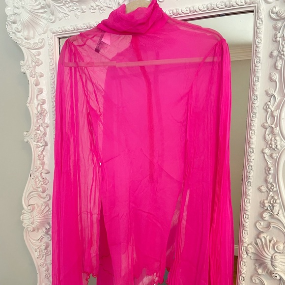 AUTHENTIC Dolce & Gabbana VINTAGE Neon Pink Pleat Dress Top - Picture 10 of 15